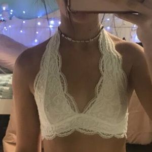 brand new white lace halter bralette